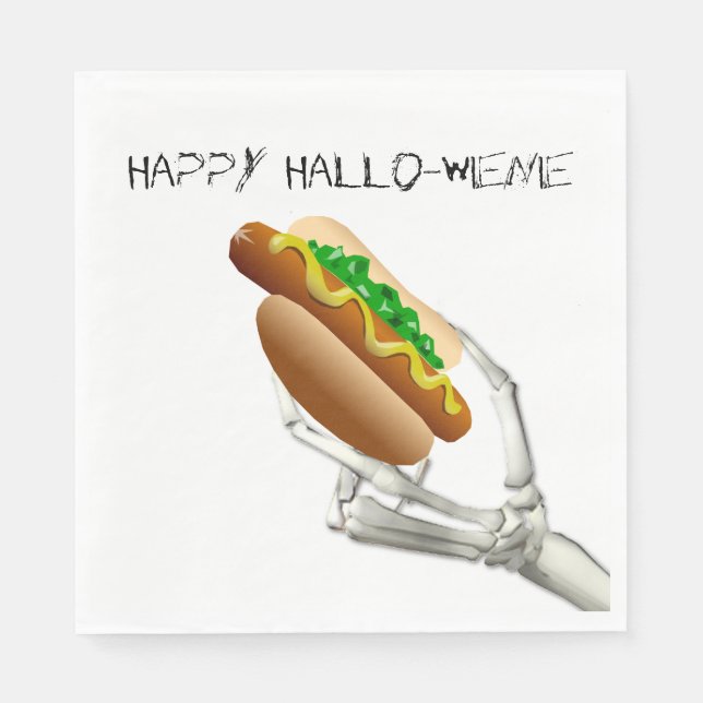 Serviette En Papier Squelette avec Hot Dog Halloween Papier Napkins (Devant)