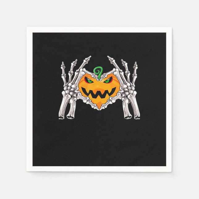 Serviette En Papier Squelette Coeur main Signale Costume os (Devant)