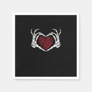 Serviette En Papier Squelette Coeur main signe costume tendance Hallow