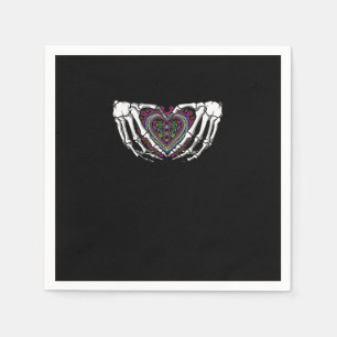 Serviette En Papier Squelette Coeur Mains Muertos Mexicain Jour De La 