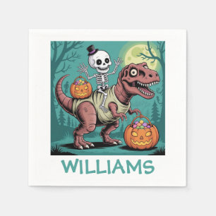 Serviette En Papier Squelette de Halloween personnalisé à cheval sur u