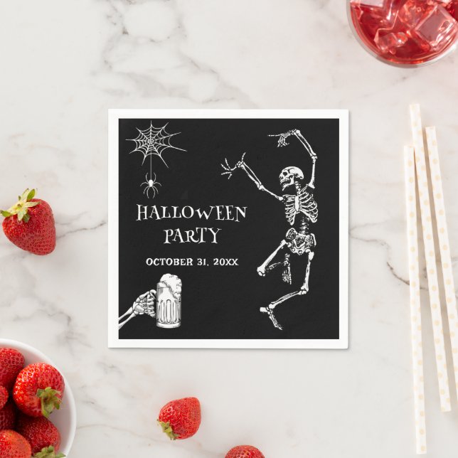 Serviette En Papier Squelette de la partie d'Halloween (En situation)