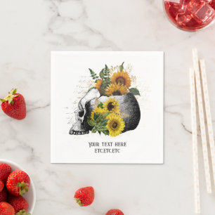 Serviette En Papier Squelette de tournesol gothique