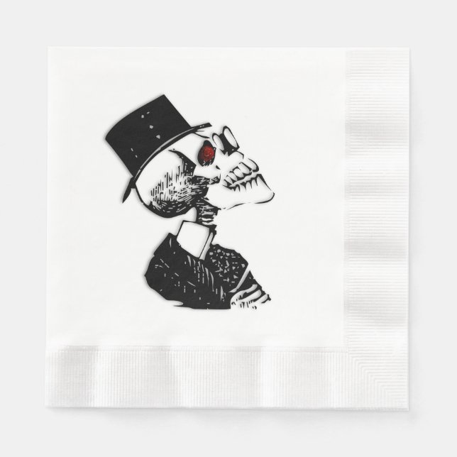 Serviette En Papier Squelette des yeux rouges (Devant)
