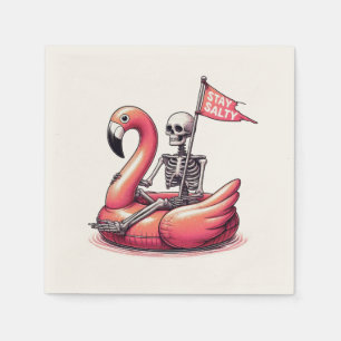Serviette En Papier Squelette Sarcastique sur Flamant rose - Séjour Sa