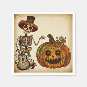 Serviette En Papier Squelette vintage/Jour Citrouille des morts