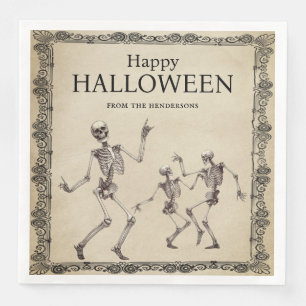 Serviette En Papier Squelettes drôles dansant soirée Halloween vintage