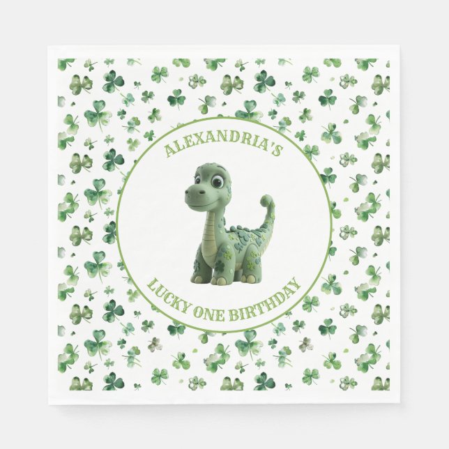 Serviette En Papier St patrick Lucky One Dinosaur Papier Napkin (Devant)
