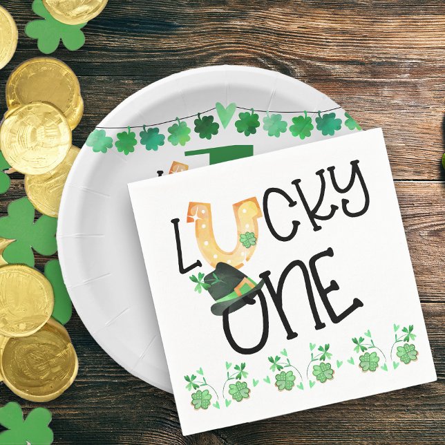 Serviette En Papier St patrick Lucky One Horseshoe et Shamrock Party (Lucky One First Birthday Party Napkins)