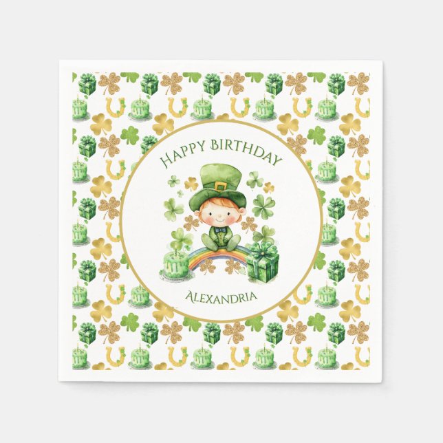Serviette En Papier St patrick Lucky One Premier Anniversaire (Devant)