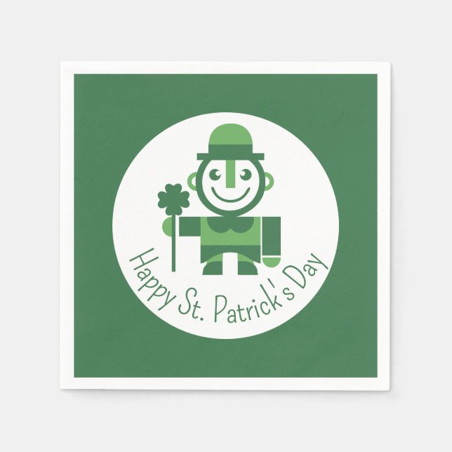 Serviette En Papier St. Patrick’s Day with minimalist Lucky Leprechaun (Devant)