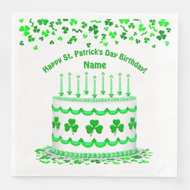 Serviette En Papier St Patrick's Day Birthday Cake Custom Candles (Devant)