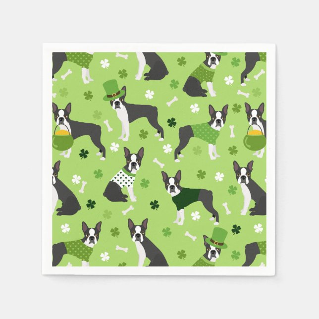 Serviette En Papier St. Patrick's Day Boston Terrier (Devant)