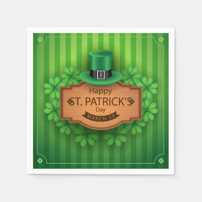 Serviette En Papier St. Patrick's Day - Casquette & Clovers (Devant)
