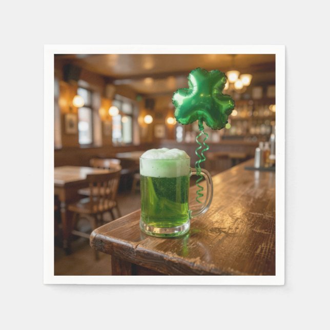Serviette En Papier St. Patrick's Day Green Beer and Balloon (Devant)