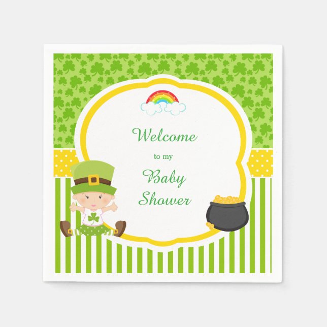 Serviette En Papier St Patrick's Day Irish Holiday Girl Baby shower (Devant)