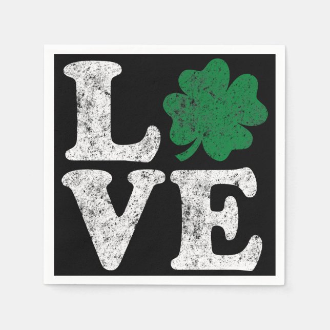 Serviette En Papier St Patrick's Day LOVE Shamrock irlandais (Devant)