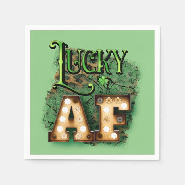 Serviette En Papier St. Patrick's Day Lucky AF Irish Marquee Lights (Devant)