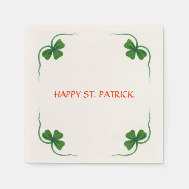Serviette En Papier ST PATRICK'S DAY PARTY shamrock blanc vert (Devant)