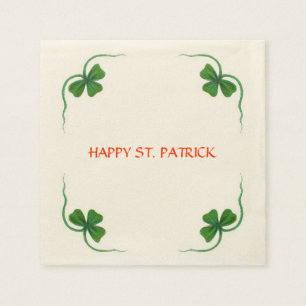 Serviette En Papier ST PATRICK'S DAY PARTY shamrock blanc vert
