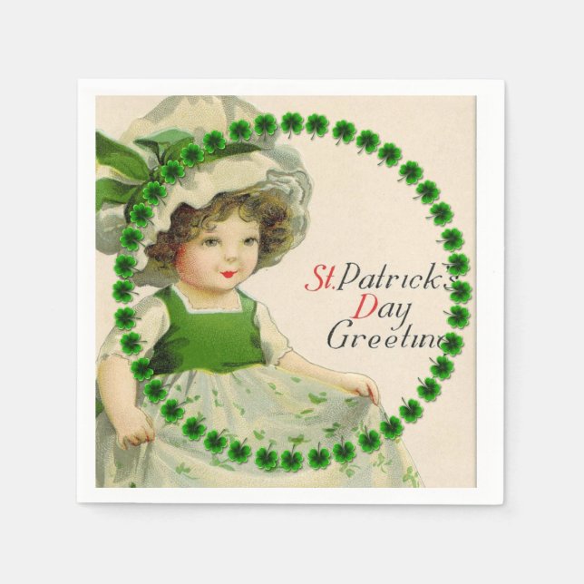 Serviette En Papier St Patrick's Day Petite fille irlandaise (Devant)