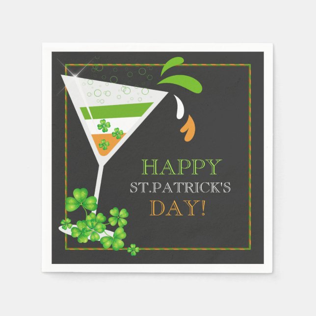 Serviette En Papier St. Patricks Day Shamrock Cocktail Papier-Cocktail (Devant)