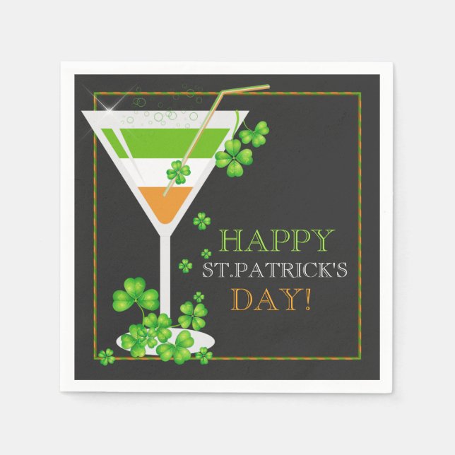 Serviette En Papier St. Patricks Day Shamrock Cocktail Papier-Cocktail (Devant)