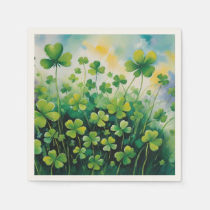 Serviette En Papier St. Patricks Day Shamrocks verts et Tie Dye Sky