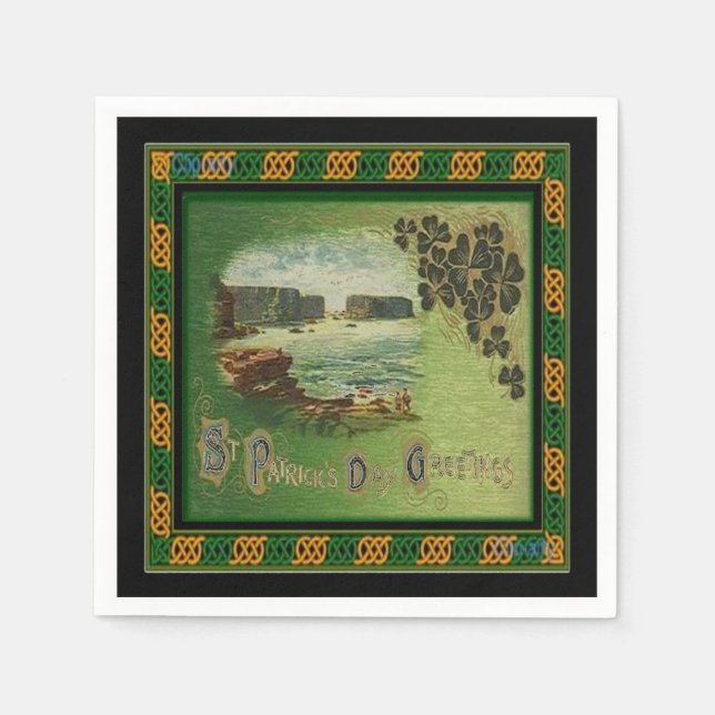 Serviette En Papier St. Patrick's Salutations Celtic Knot Bordure Napk (Devant)