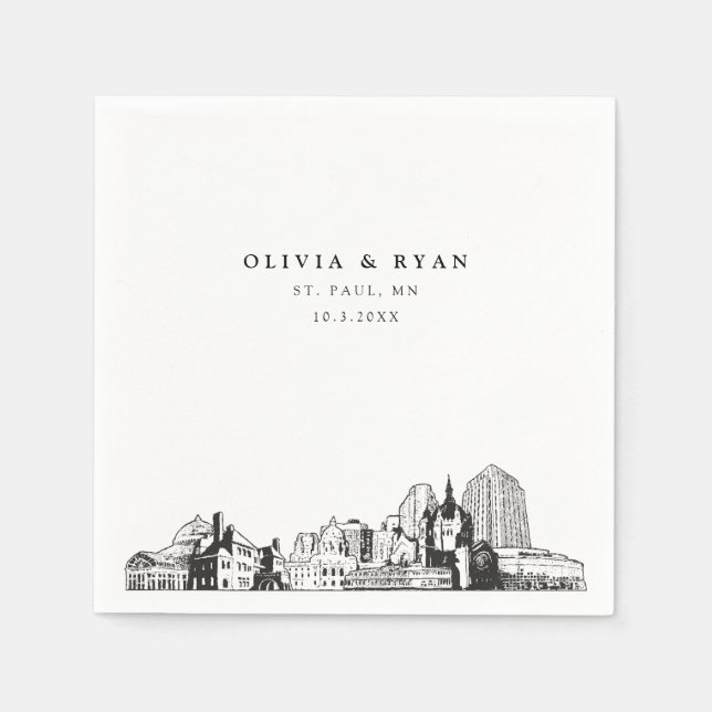 Serviette En Papier St. Paul Skyline Mariage Papier Cocktail Napktail (Devant)