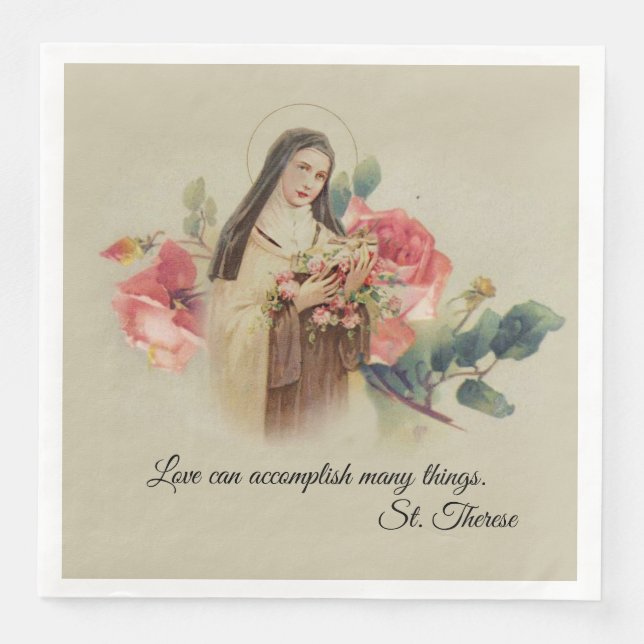 Serviette En Papier St. Thérèse, la petite rose des fleurs (Devant)