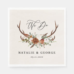 Serviette En Papier Stag botanique rustique mariage terre cuite floral