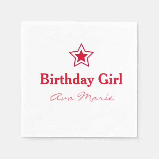 Serviette En Papier Star Birthday Girl Party (Devant)