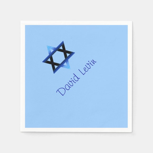 Serviette En Papier Star bleue de David Bar Mitzvah, Custom (Devant)