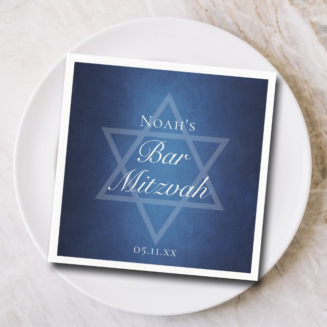 Serviette En Papier Star bleue moderne de David Formal Bar Mitzvah Par (Créateur téléchargé)