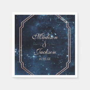 Serviette En Papier Star de nuit Sky Celestiy Galaxy Monogram Mariage