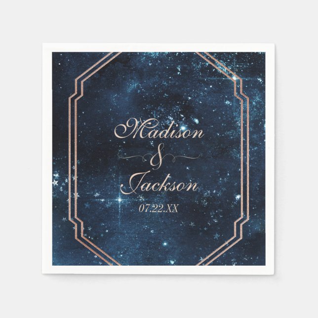 Serviette En Papier Star de nuit Sky Celestiy Galaxy Monogram Mariage (Devant)