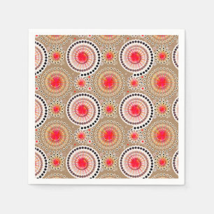 Serviette En Papier Starburbs et pingwheel, taupe, rouge, blanc