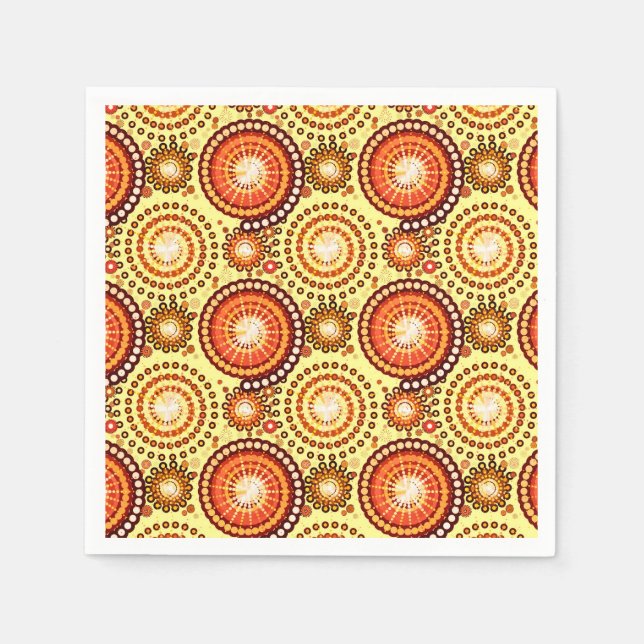 Serviette En Papier Starburds et pingwheel, brun et jaune (Devant)
