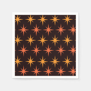 Serviette En Papier Starburst orange et orange du milieu du siècle mod