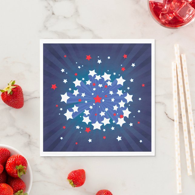 Serviette En Papier Starburst Patriotique Rouge Blanc et Bleu USA (Créateur téléchargé)