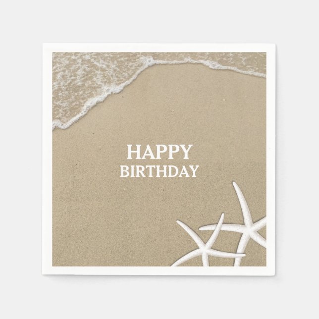 Serviette En Papier Starfish Beach Thème Joyeux anniversaire (Devant)