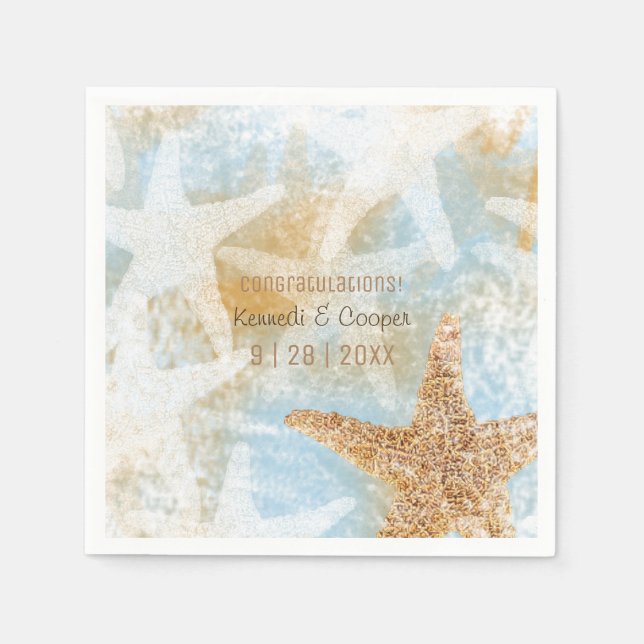 Serviette En Papier Starfish Coastal Beach Theme Event Napkin (Devant)