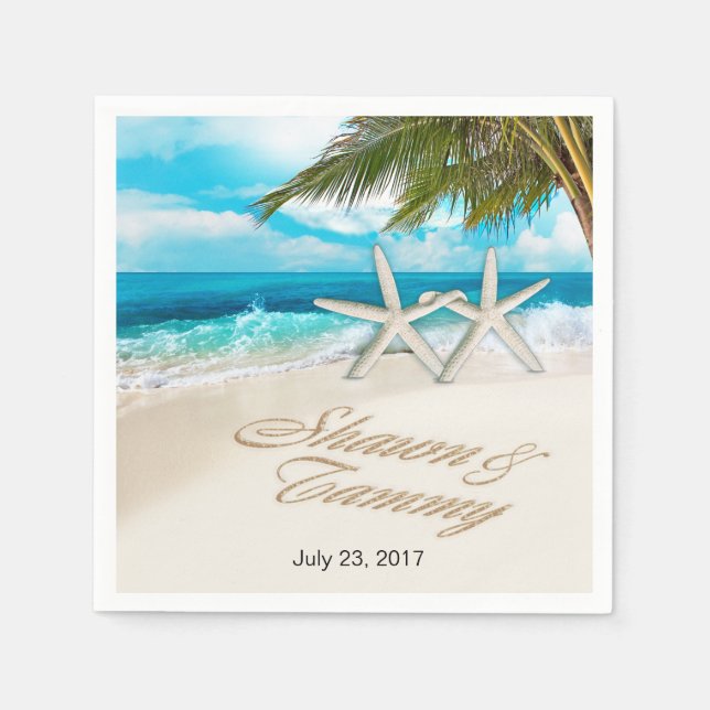 Serviette En Papier Starfish Couple DEMANDEZ QUE VOS NOMS SOIENT MIS D (Devant)