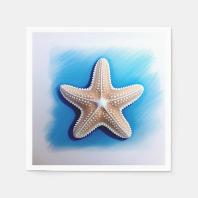 Serviette En Papier Starfish Crayon Drawing (Devant)