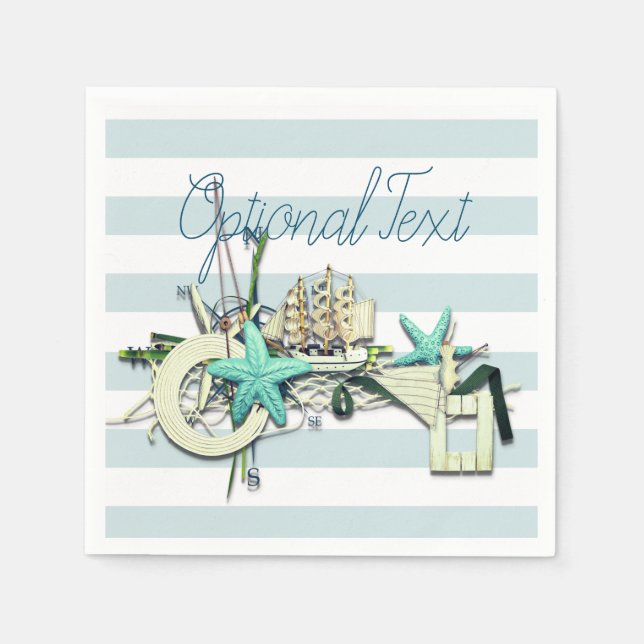 Serviette En Papier Starfish, Fishing Net & Tall Ship Nautique (Devant)
