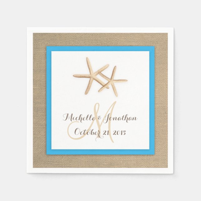 Serviette En Papier Starfish Rustic Burlap Beach Wedding Napkin (Devant)