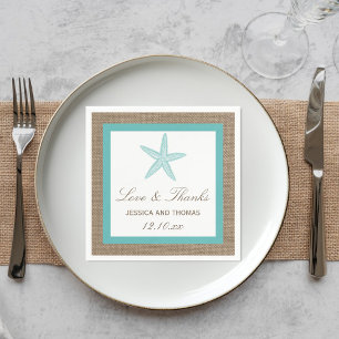 Serviette En Papier Starfish Turquoise Burlap Beach Wedding Collection
