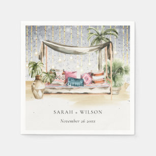 Serviette En Papier Starry Nuit Tropical Palm Beach Cabana Mariage
