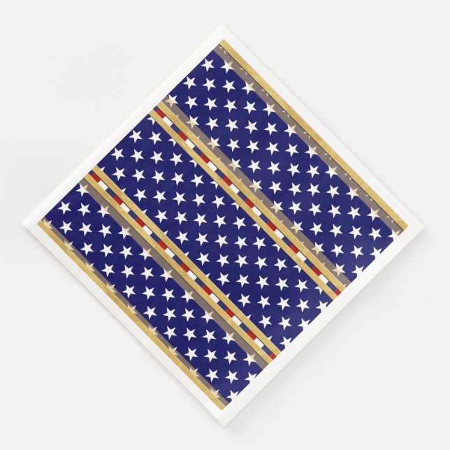 Serviette En Papier Stars Gold Blue Papier Napkin (Coin)